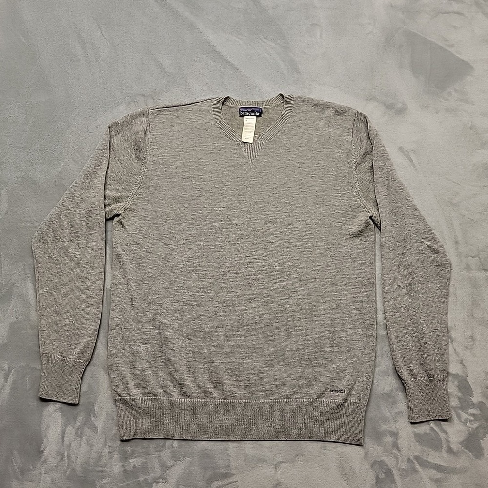 Patagonia Sweater Mens L Gray V Neck Wool Cashmere Blend Pullover Knit READ